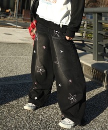 HOOK | HOOK -select- スター刺繍デザイン ワイドデニムパンツ(デニムパンツ)