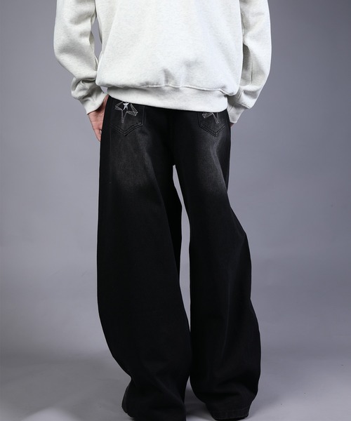 HOOK（フック）の「HOOK -select- 　スター刺繍デザイン ワイドデニムパンツ（デニムパンツ・メンズ・ブラック/ブルー・L/XL/M）」の17枚目の写真