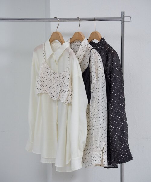 mystic（ミスティック）の「【着回し抜群/SETアイテム】シアーシャツビスチェSET（シャツ/ブラウス・レディース・ブラック/オフホワイト/アイボリー・FREE）」の4枚目の写真