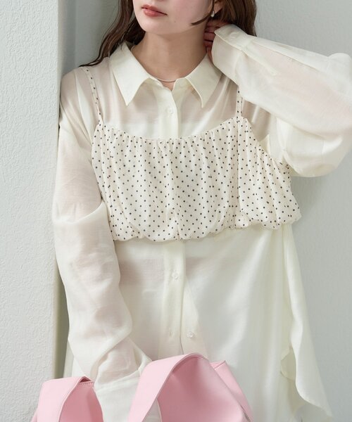 mystic（ミスティック）の「【着回し抜群/SETアイテム】シアーシャツビスチェSET（シャツ/ブラウス・レディース・ブラック/オフホワイト/アイボリー・FREE）」の5枚目の写真