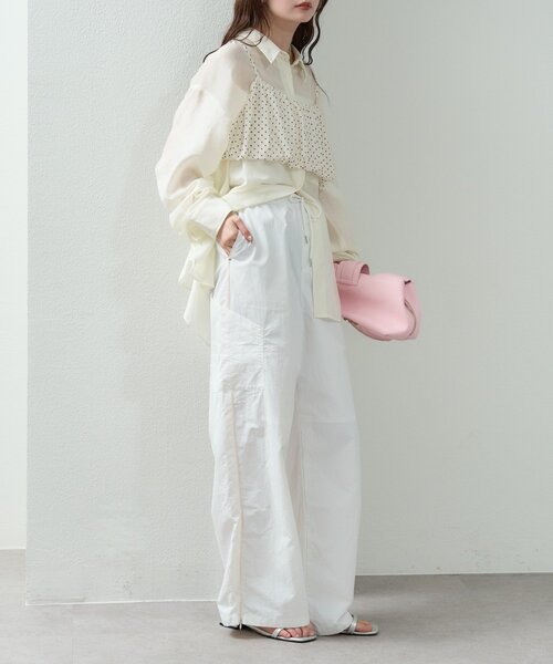 mystic（ミスティック）の「【着回し抜群/SETアイテム】シアーシャツビスチェSET（シャツ/ブラウス・レディース・ブラック/オフホワイト/アイボリー・FREE）」の8枚目の写真