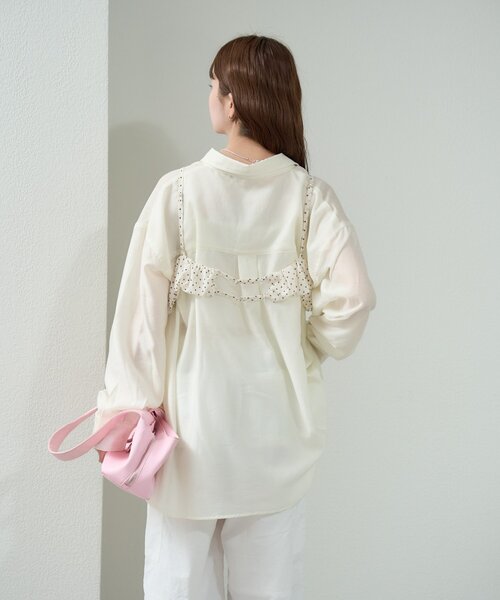 mystic（ミスティック）の「【着回し抜群/SETアイテム】シアーシャツビスチェSET（シャツ/ブラウス・レディース・ブラック/オフホワイト/アイボリー・FREE）」の11枚目の写真