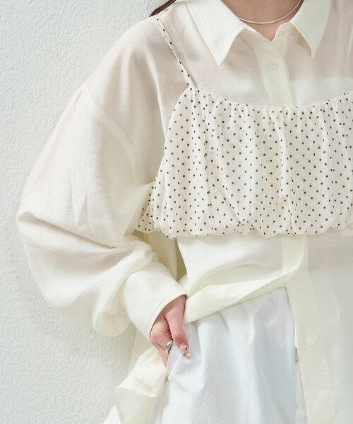 mystic（ミスティック）の「【着回し抜群/SETアイテム】シアーシャツビスチェSET（シャツ/ブラウス・レディース・ブラック/オフホワイト/アイボリー・FREE）」の12枚目の写真