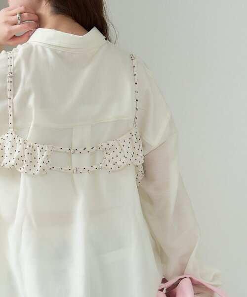 mystic（ミスティック）の「【着回し抜群/SETアイテム】シアーシャツビスチェSET（シャツ/ブラウス・レディース・ブラック/オフホワイト/アイボリー・FREE）」の13枚目の写真