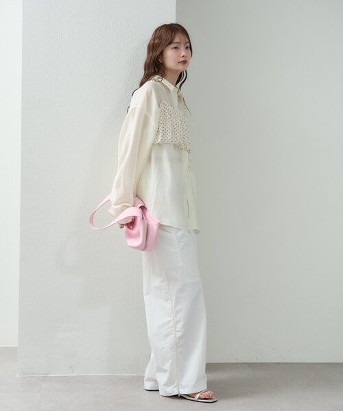 mystic（ミスティック）の「【着回し抜群/SETアイテム】シアーシャツビスチェSET（シャツ/ブラウス・レディース・ブラック/オフホワイト/アイボリー・FREE）」の15枚目の写真