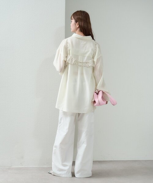 mystic（ミスティック）の「【着回し抜群/SETアイテム】シアーシャツビスチェSET（シャツ/ブラウス・レディース・ブラック/オフホワイト/アイボリー・FREE）」の16枚目の写真