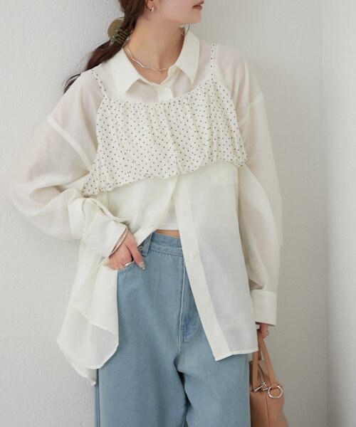 mystic（ミスティック）の「【着回し抜群/SETアイテム】シアーシャツビスチェSET（シャツ/ブラウス・レディース・ブラック/オフホワイト/アイボリー・FREE）」の19枚目の写真