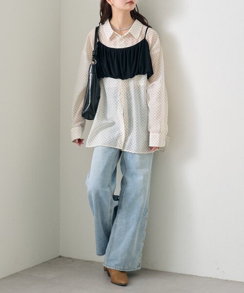 mystic（ミスティック）の「【着回し抜群/SETアイテム】シアーシャツビスチェSET（シャツ/ブラウス・レディース・ブラック/オフホワイト/アイボリー・FREE）」の22枚目の写真