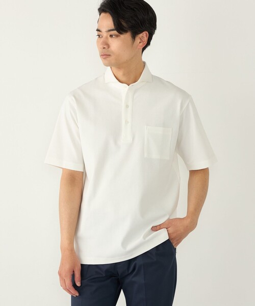 SHIPS Colors（シップス カラーズ）の「SHIPS Colors:〈吸水速乾・接触冷感・遮熱〉AVANT(R) 3D ポンチ ポロシャツ◇（ポロシャツ・メンズ・ブラック/オフホワイト/ライトグレー/ネイビー・SMALL/MEDIUM/LARGE/X-LARGE）」の2枚目の写真