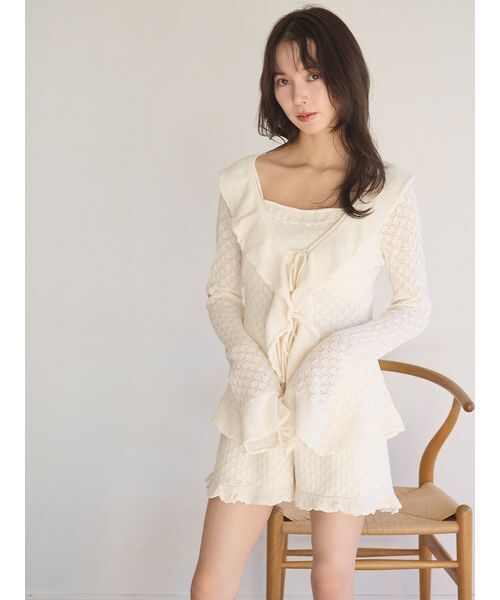 SNIDEL HOME(スナイデルホーム)の「クロシェショートパンツ(ルームウェア/パジャマ・レディース・アイボリー/ピンク系その他/ブラウン・F)」の5枚目の写真