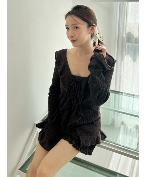 SNIDEL HOME(スナイデルホーム)の「クロシェショートパンツ(ルームウェア/パジャマ・レディース・アイボリー/ピンク系その他/ブラウン・F)」の15枚目の写真