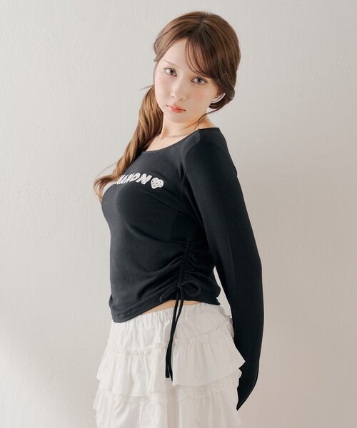 Chico(チコ)の「ドットロゴコンパクトT(Tシャツ/カットソー・レディース・ピンク/ブラック/アイボリー/グレー・FREE)」の5枚目の写真