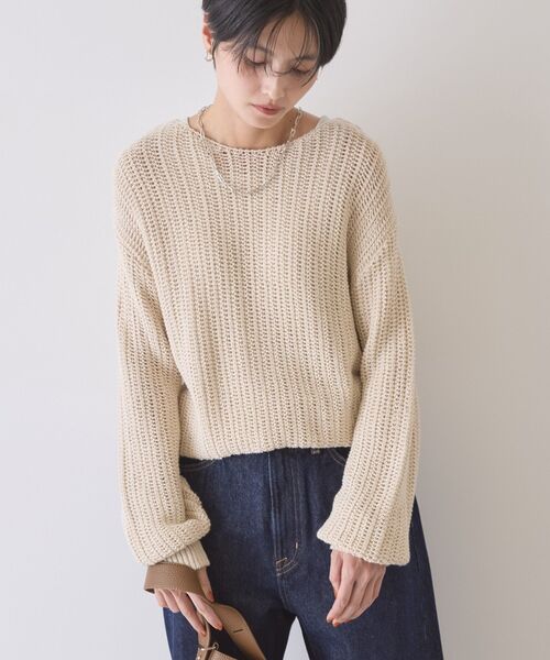 AMERICAN HOLIC（アメリカンホリック）の「ルーズニットプルオーバー（ニット/セーター・レディース・アイボリー/ベージュ/ブラック・FREE）」の4枚目の写真