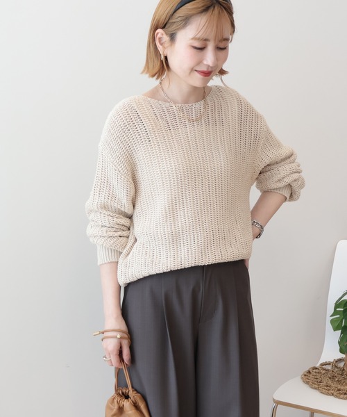 AMERICAN HOLIC（アメリカンホリック）の「ルーズニットプルオーバー（ニット/セーター・レディース・アイボリー/ベージュ/ブラック・FREE）」の2枚目の写真
