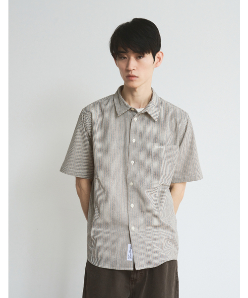 LORES(ロアス)の「Paneled S/S Shirts - Navy(シャツ/ブラウス・レディース・その他・SMALL/MEDIUM/LARGE)」の1枚目の写真