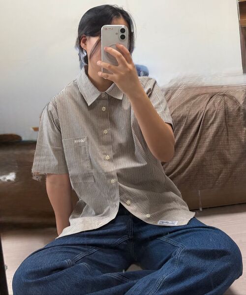 LORES(ロアス)の「Paneled S/S Shirts - Navy(シャツ/ブラウス・レディース・その他・SMALL/MEDIUM/LARGE)」の2枚目の写真