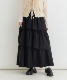 Right-on | 【HONEYSUCKLE ROSE】ティアードフリルスカート (ロング丈 / マキシ丈 / ボリューム / ウエストゴム / 体型カバー / Aライン / 大人カジュアル)(スカート)