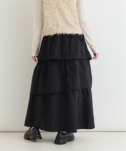 Right-on（ライトオン）の「HONEYSUCKLE ROSE(ハニーサックルローズ)ティアードフリルスカート（スカート・レディース・ブラック/ブラウン・L/M）」の5枚目の写真