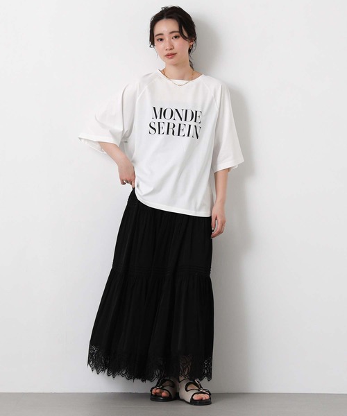 Gready Brilliant(グレディブリリアン)の「MONDEラグラン7分T(Tシャツ/カットソー・レディース・オフホワイト/ミント/チャコールグレー・38)」の4枚目の写真