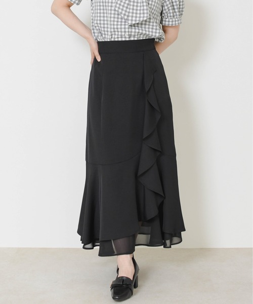 MISCH MASCH（ミッシュマッシュ）の「2026春夏新作 ラッフルティアード裾シアースカート（スカート・レディース・ブラック×ホワイト/ブラック/グリーン・M/S）」の10枚目の写真