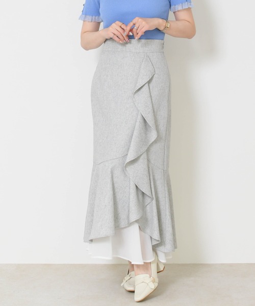 MISCH MASCH（ミッシュマッシュ）の「2026春夏新作 ラッフルティアード裾シアースカート（スカート・レディース・ブラック×ホワイト/ブラック/グリーン・M/S）」の15枚目の写真