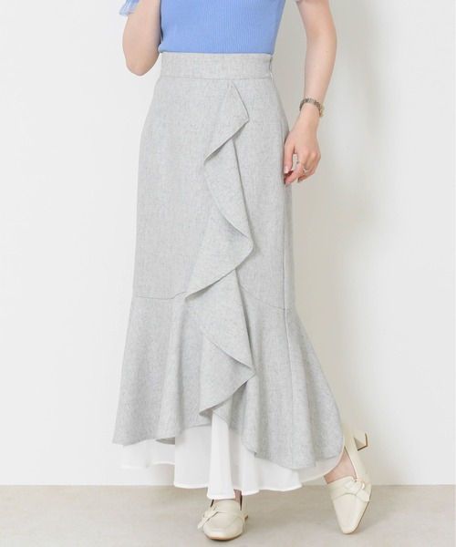 MISCH MASCH（ミッシュマッシュ）の「2026春夏新作 ラッフルティアード裾シアースカート（スカート・レディース・ブラック×ホワイト/ブラック/グリーン・M/S）」の16枚目の写真