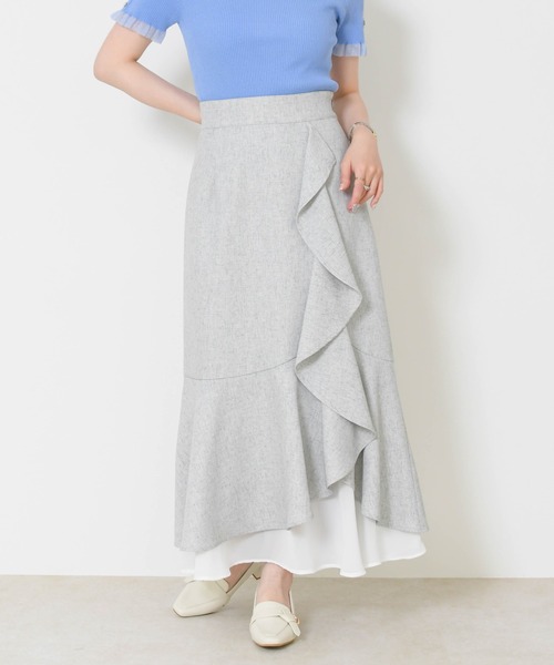 MISCH MASCH（ミッシュマッシュ）の「2026春夏新作 ラッフルティアード裾シアースカート（スカート・レディース・ブラック×ホワイト/ブラック/グリーン・M/S）」の17枚目の写真