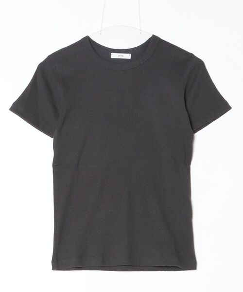 ATON（エイトン）の「RECYCLE SUVIN RIB FIT T-SHIRT KKAGLM0708（Tシャツ/カットソー・メンズ・ブラック/チャコールグレー・2）」の2枚目の写真
