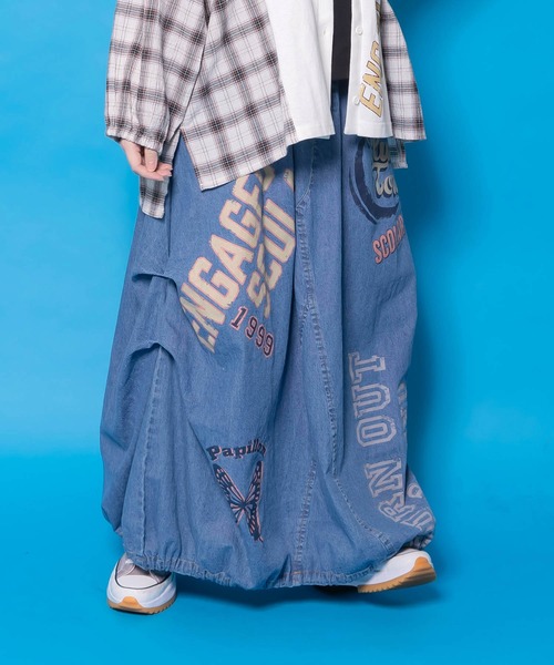 ScoLar(スカラー)の「161667:ベルトアジャスター付きバルーンデニムスカート(スカート・レディース・サックスブルー/カーキ/ブラック・M)」の21枚目の写真