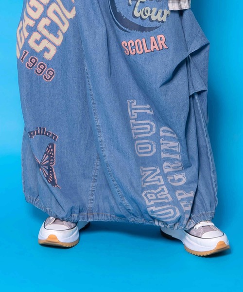 ScoLar(スカラー)の「161667:ベルトアジャスター付きバルーンデニムスカート(スカート・レディース・サックスブルー/カーキ/ブラック・M)」の17枚目の写真