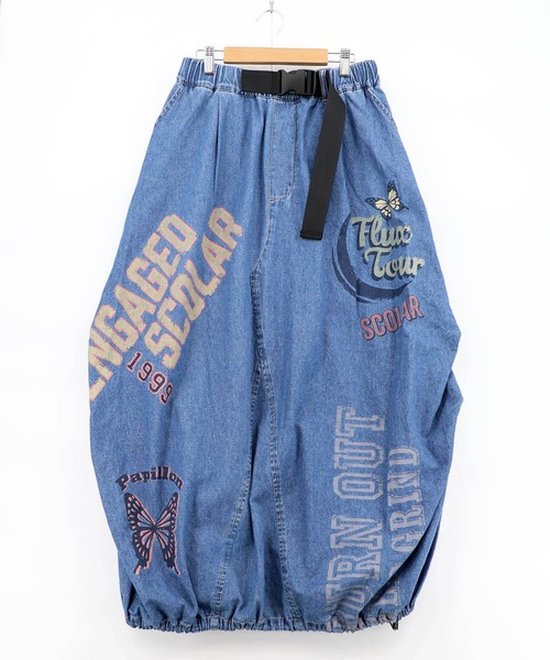 ScoLar(スカラー)の「161667:ベルトアジャスター付きバルーンデニムスカート(スカート・レディース・サックスブルー/カーキ/ブラック・M)」の14枚目の写真