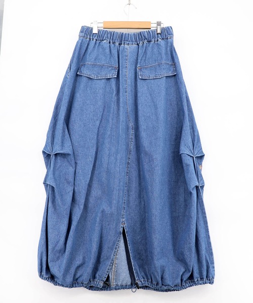 ScoLar(スカラー)の「161667:ベルトアジャスター付きバルーンデニムスカート(スカート・レディース・サックスブルー/カーキ/ブラック・M)」の13枚目の写真