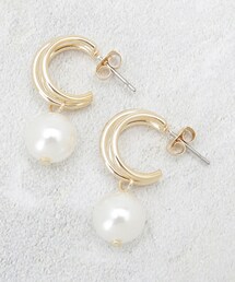 メタルハーフムーン×フェイクパールピアス