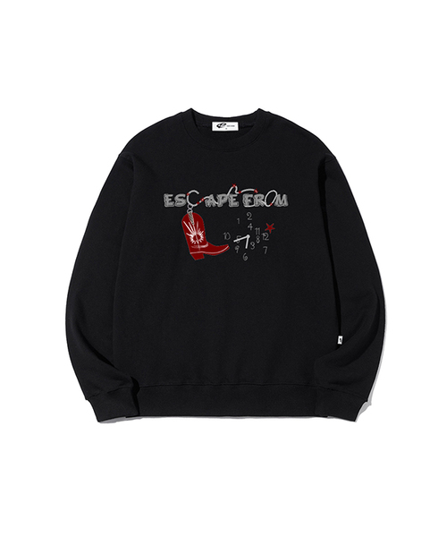 ESCAPEFROM（エスケープフロム）の「レッドブーツタイムプリントスウェット [3色]（スウェット・レディース・グレー/ブラック/ライトグレー・M1/L1/L2/M2）」の2枚目の写真