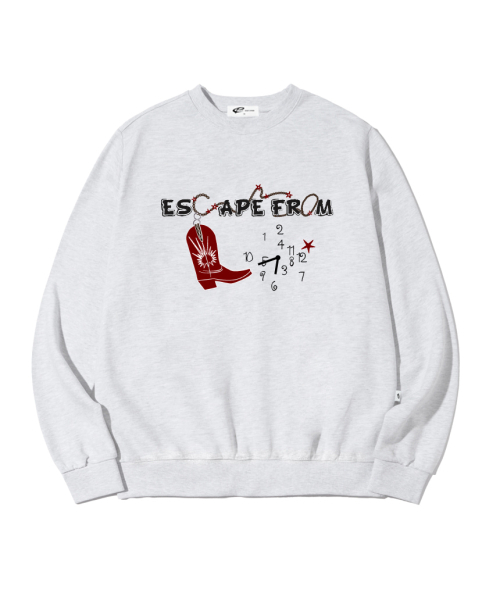 ESCAPEFROM（エスケープフロム）の「レッドブーツタイムプリントスウェット [3色]（スウェット・レディース・グレー/ブラック/ライトグレー・M1/L1/L2/M2）」の4枚目の写真