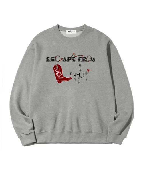 ESCAPEFROM（エスケープフロム）の「レッドブーツタイムプリントスウェット [3色]（スウェット・レディース・グレー/ブラック/ライトグレー・M1/L1/L2/M2）」の5枚目の写真