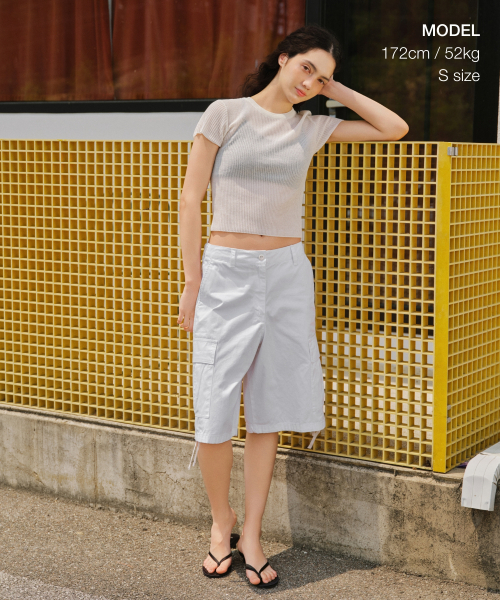 MUSINSA STANDARD WOMAN（ムシンサスタンダードウーマン）の「ウィメンズシアーテクスチャークルネック半袖ニット[アイボリー]（ニット/セーター・レディース・その他・SMALL/X-SMALL/MEDIUM/LARGE）」の2枚目の写真
