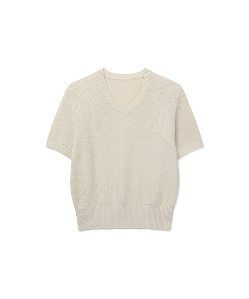 COSTUME O’CLOCK（コスチュームオクロック）の「[ITALY] ベーシックVネックPKハーフニット5カラーCOWKT008（Tシャツ/カットソー・レディース・グレー/オートミール/ブラウン/ブラック/アイボリー・SMALL/MEDIUM）」の5枚目の写真