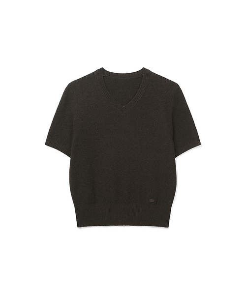 COSTUME O’CLOCK（コスチュームオクロック）の「[ITALY] ベーシックVネックPKハーフニット5カラーCOWKT008（Tシャツ/カットソー・レディース・グレー/オートミール/ブラウン/ブラック/アイボリー・SMALL/MEDIUM）」の4枚目の写真
