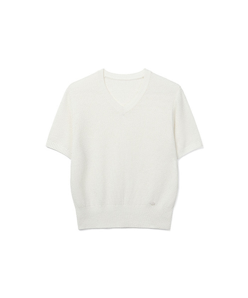 COSTUME O’CLOCK（コスチュームオクロック）の「[ITALY] ベーシックVネックPKハーフニット5カラーCOWKT008（Tシャツ/カットソー・レディース・グレー/オートミール/ブラウン/ブラック/アイボリー・SMALL/MEDIUM）」の2枚目の写真