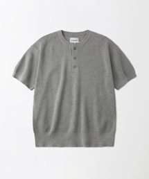 OUTSTANDING（アウトスタンディング）の「HS HENLEY NECK KNIT_MELANGE GRAY（Tシャツ/カットソー）」