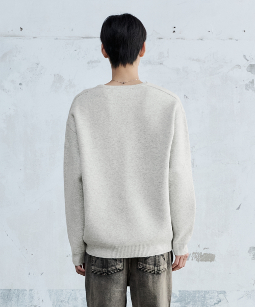 MAISON MINED（メゾンミネド）の「DOODLE HEART KNIT MELANGE GRAY（ニット/セーター・メンズ・その他・SMALL/MEDIUM/LARGE）」の4枚目の写真