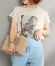 [MICA&DEAL/マイカアンドディール] フレンチスリーブ フォトプリントTシャツ