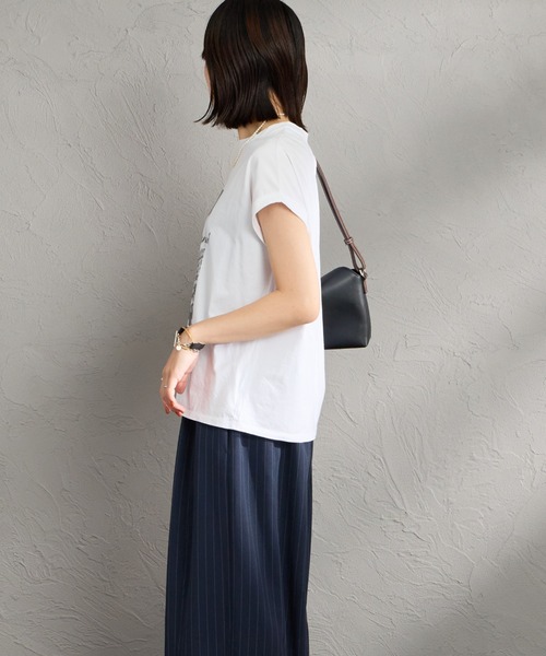 MICA&DEAL（マイカ＆ディール）の「[MICA&DEAL/マイカアンドディール] フレンチスリーブ フォトプリントTシャツ（Tシャツ/カットソー・レディース・ベージュ/ホワイト・F）」の11枚目の写真