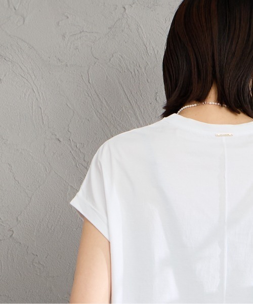 MICA&DEAL（マイカ＆ディール）の「[MICA&DEAL/マイカアンドディール] フレンチスリーブ フォトプリントTシャツ（Tシャツ/カットソー・レディース・ベージュ/ホワイト・F）」の14枚目の写真