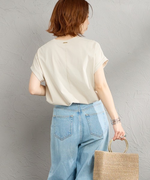 MICA&DEAL（マイカ＆ディール）の「[MICA&DEAL/マイカアンドディール] フレンチスリーブ フォトプリントTシャツ（Tシャツ/カットソー・レディース・ベージュ/ホワイト・F）」の18枚目の写真