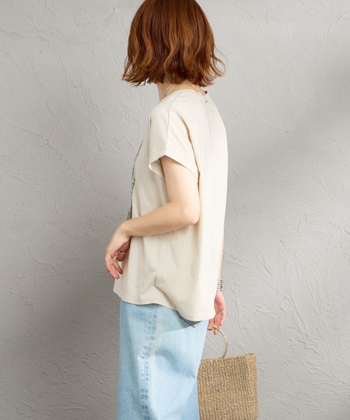 MICA&DEAL（マイカ＆ディール）の「[MICA&DEAL/マイカアンドディール] フレンチスリーブ フォトプリントTシャツ（Tシャツ/カットソー・レディース・ベージュ/ホワイト・F）」の22枚目の写真