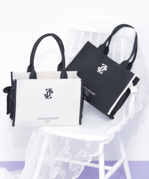 ジルスチュアートバッグ★ブラック、ホワイト サイドリボントートバッグ（トートバッグ）｜JILL by JILL STUART