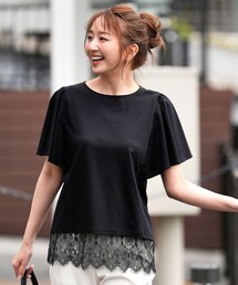 ANY SIS（エニィスィス）の「【シルクタッチさら魅せTシャツ】袖フレア プルオーバー（Tシャツ/カットソー）」