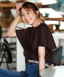 ANY SIS（エニィスィス）の「【シルクタッチさら魅せTシャツ】袖フレア プルオーバー（Tシャツ/カットソー）」